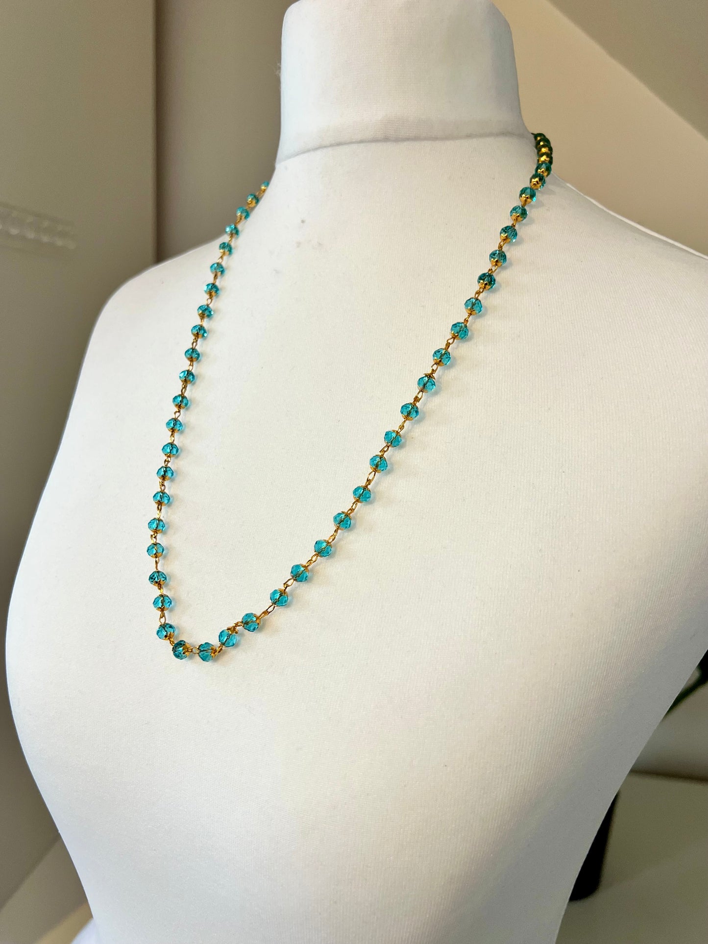 ASVINI - simple long blue golden chain N3228