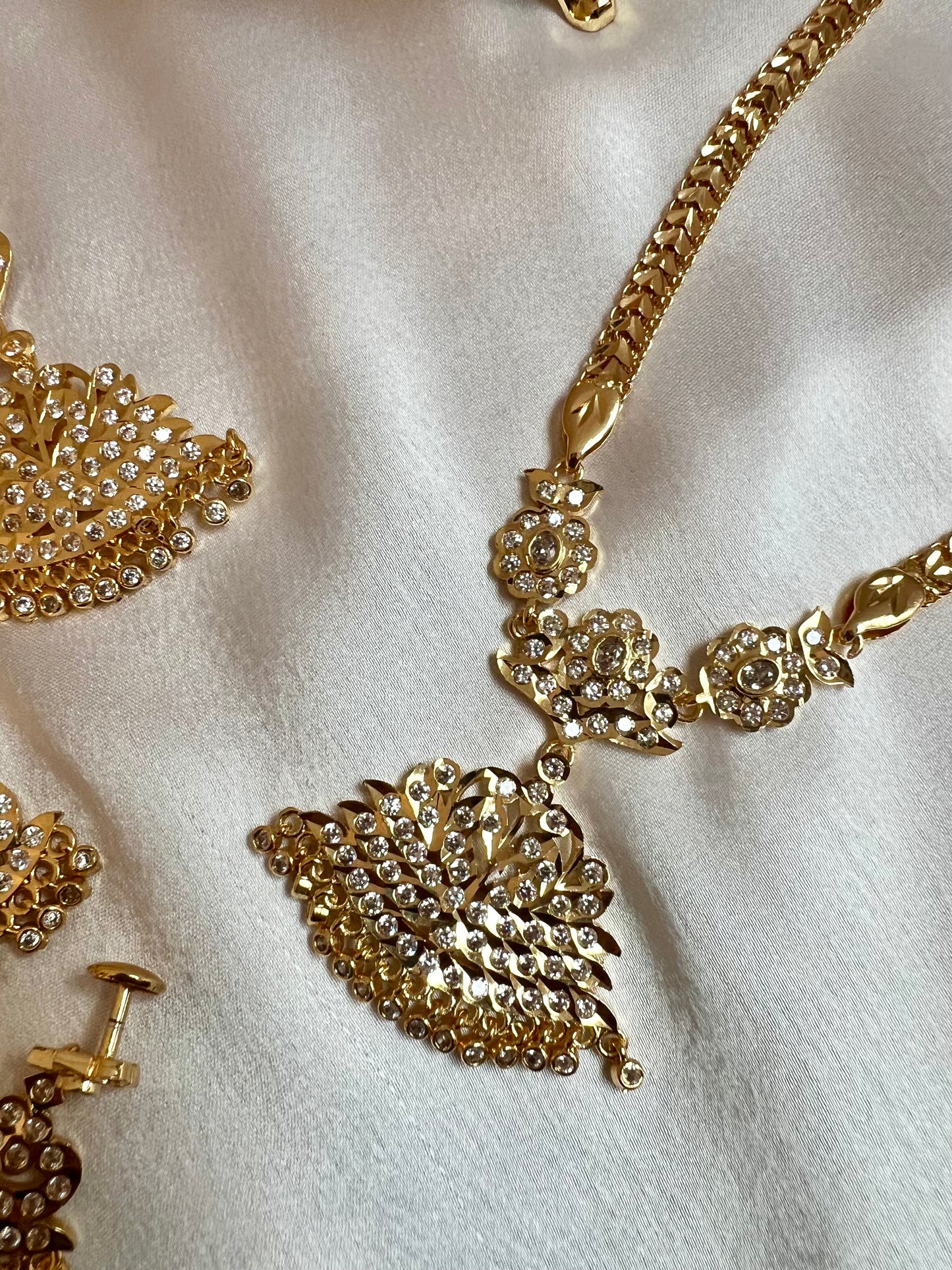 BAVANI -Short attigai and long mid haram impon necklace with matching earrings N3164