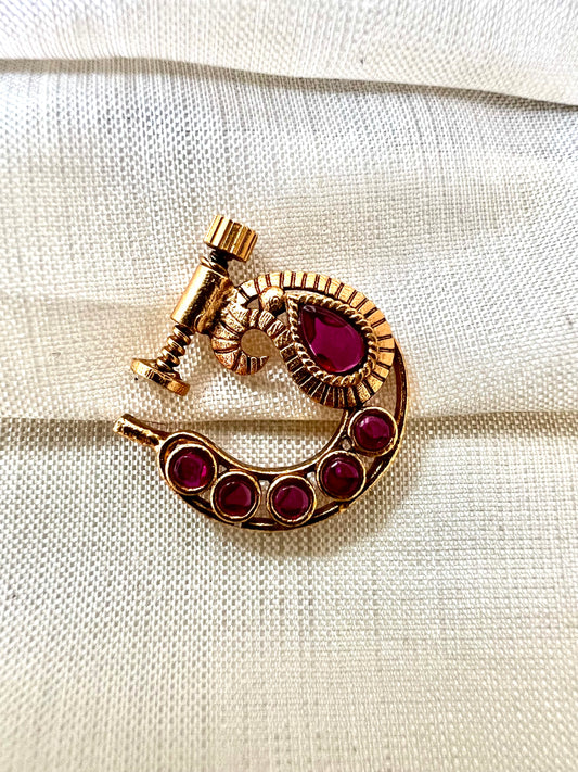 Antique ruby gold plated nosering NR3016