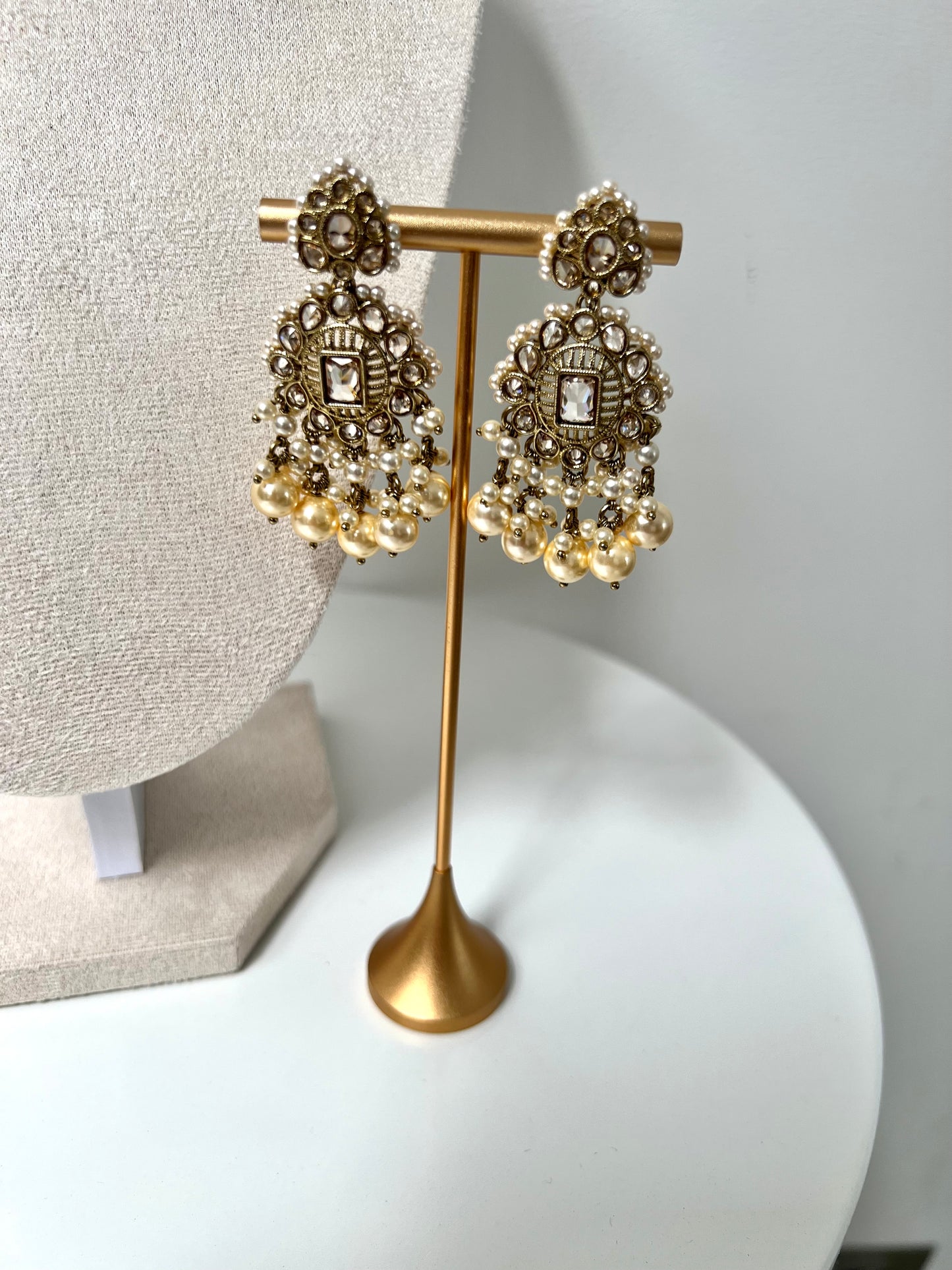 ANANTHIYA - Mehndi plated ivory pearl necklace with matching earrings and tikka N3298