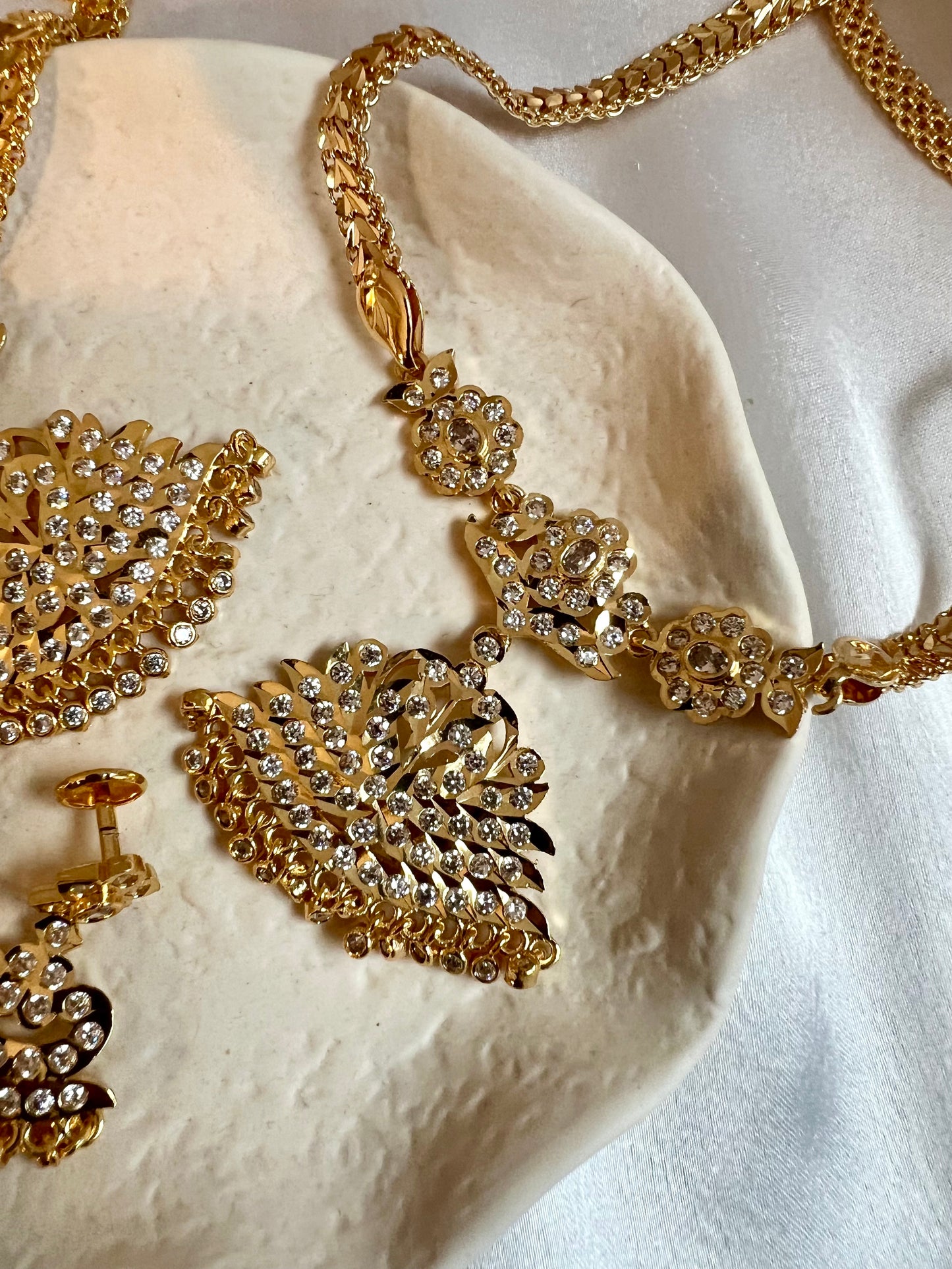 BAVANI -Short attigai and long mid haram impon necklace with matching earrings N3164