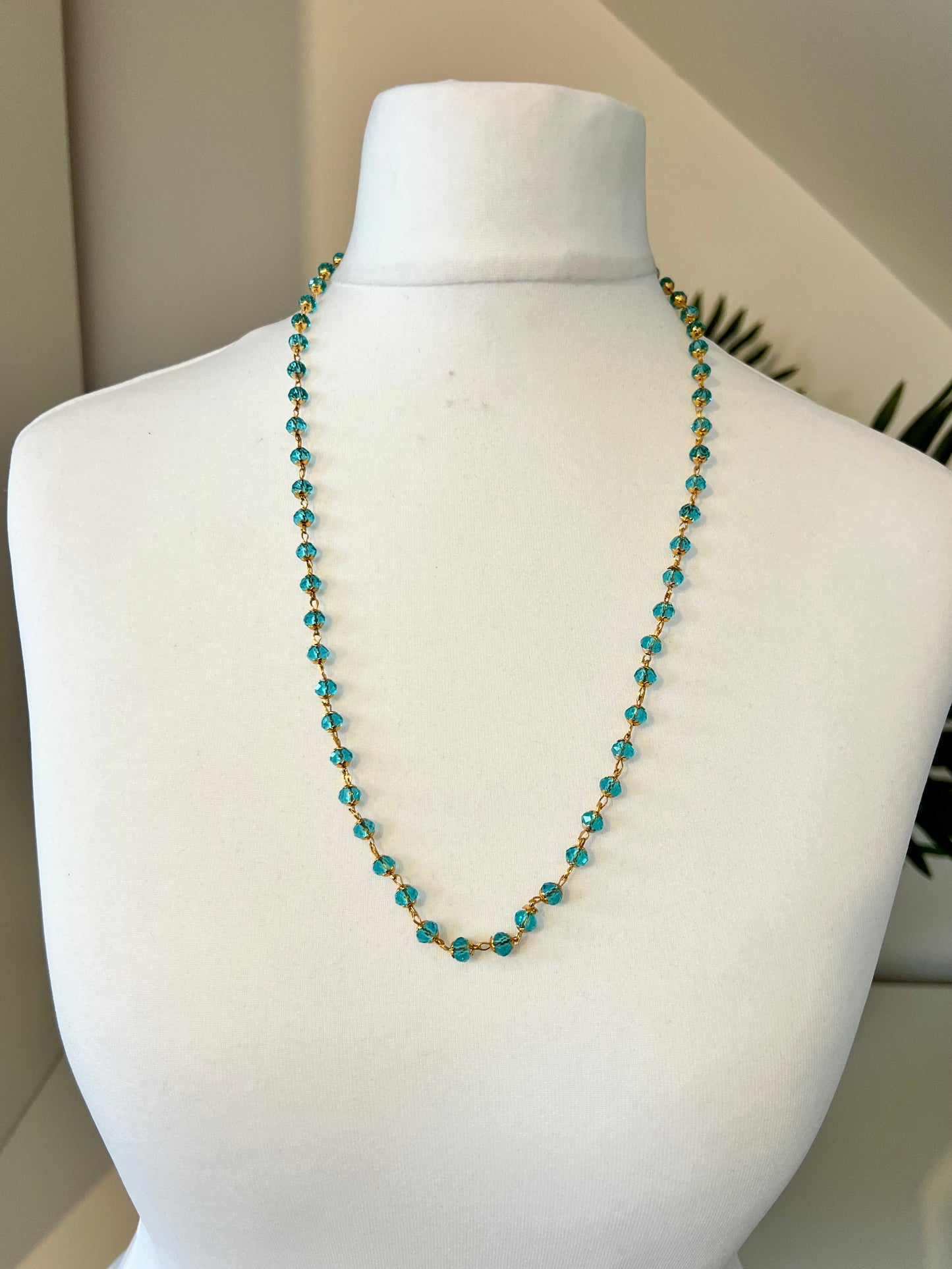 ASVINI - simple long blue golden chain N3228