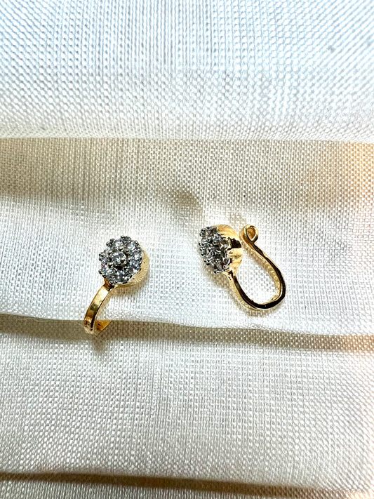 Cz stoned simple white stoned press in nosering gold plated NR3039