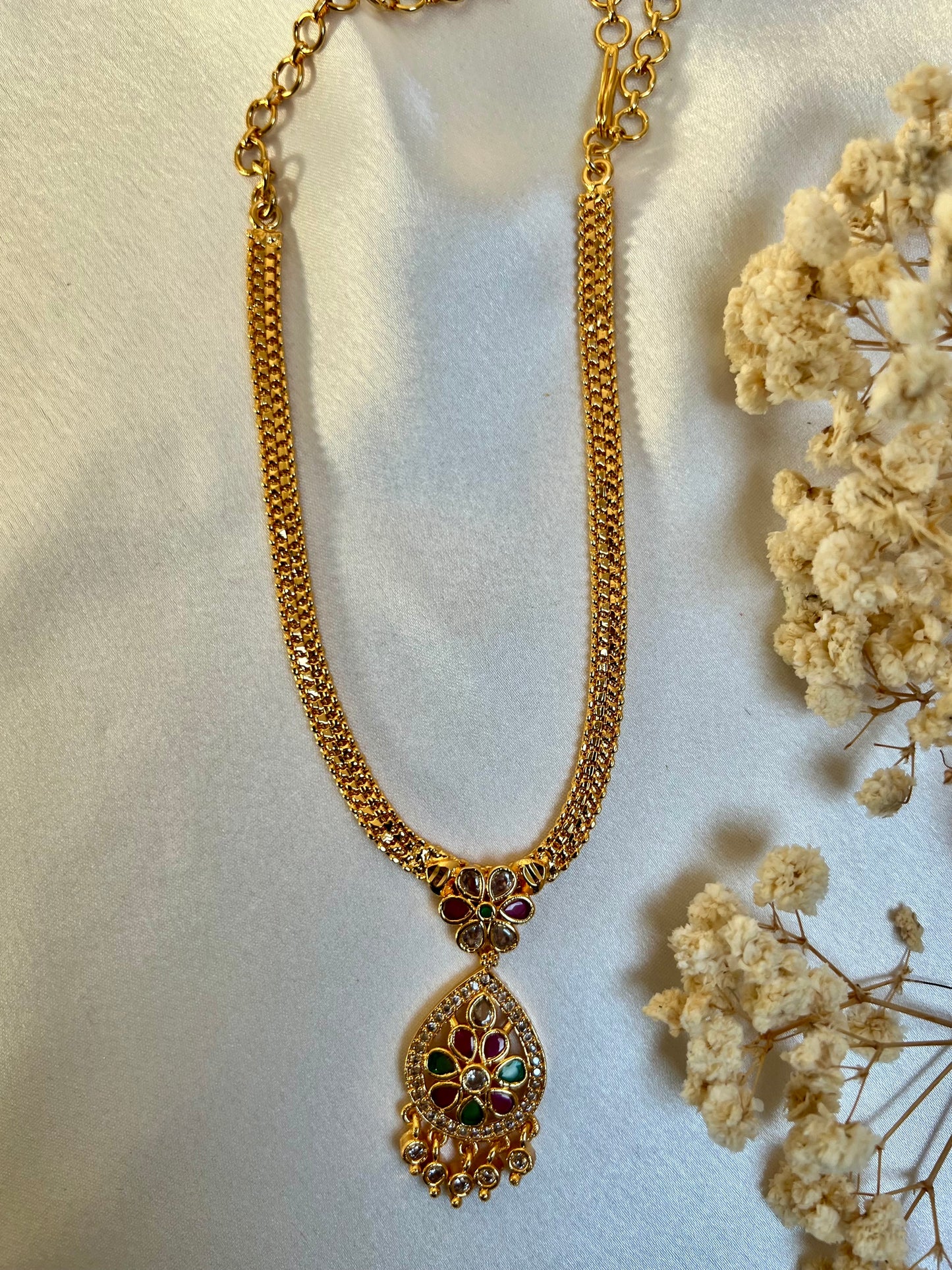 INDRANI- Short impon rubygreen necklace  N3147