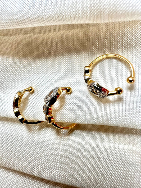 Cz stoned press in gold plated nosering NR3042