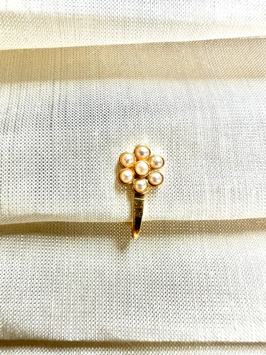 Simple pearl press in nosering gold plated NR3059