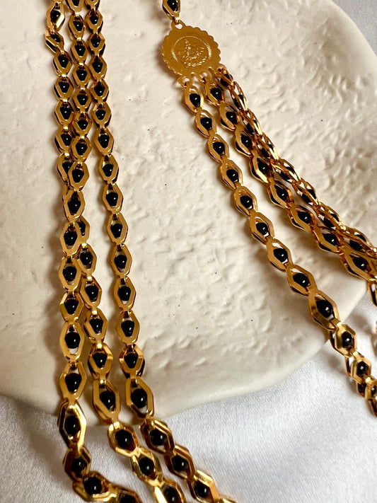 SHAMINI - long golden chain with black balls all along N3220