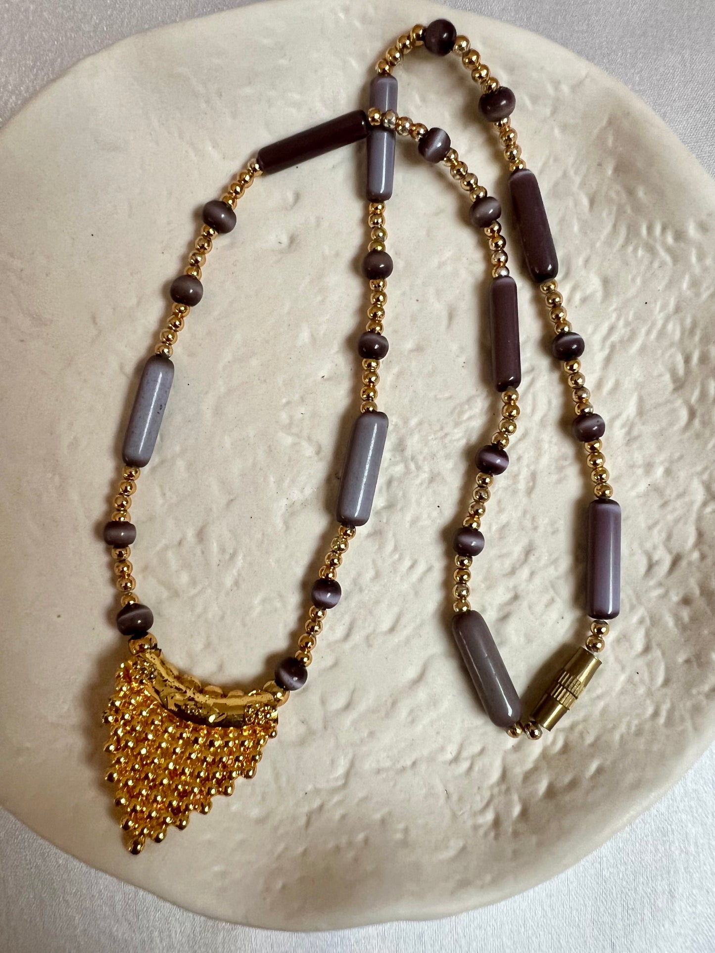 DANIYA - simple short chain purple and gold necklace N3224