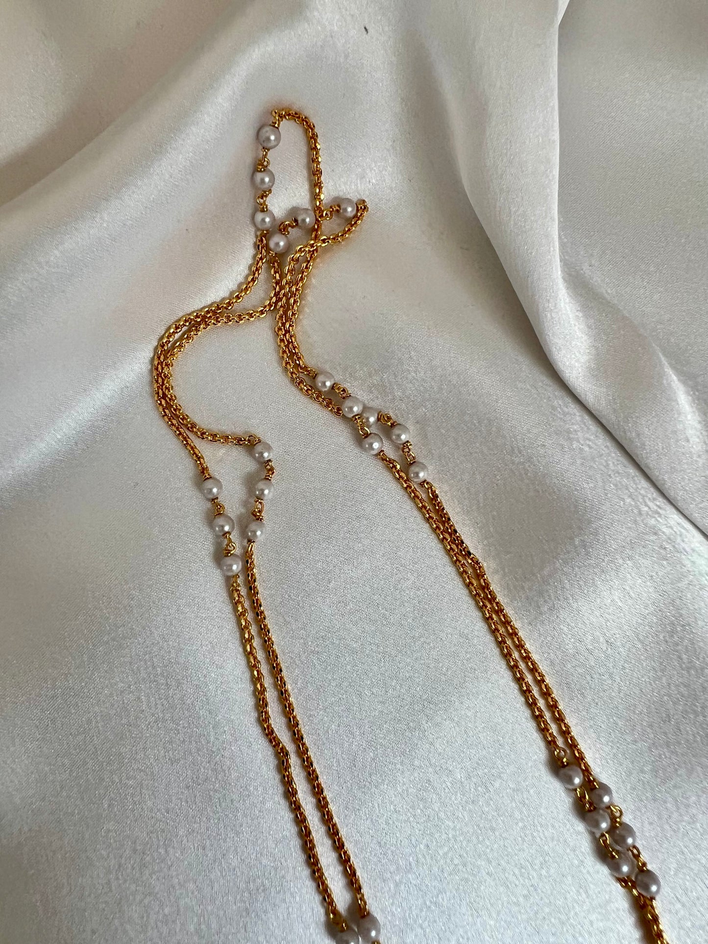 NANDIKA - Long Impon dollar 30inch necklace with ruby and white stones N3067