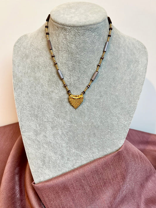 DANIYA - simple short chain purple and gold necklace N3224
