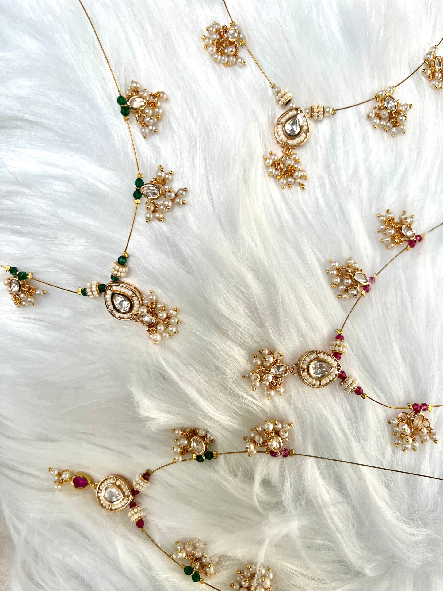 SUBASI - Dainty invisible chain pearl necklace set with small earrings N3379