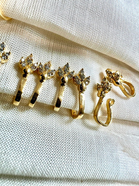 Classic simple Cz stoned gold plated press in nosering NR3074