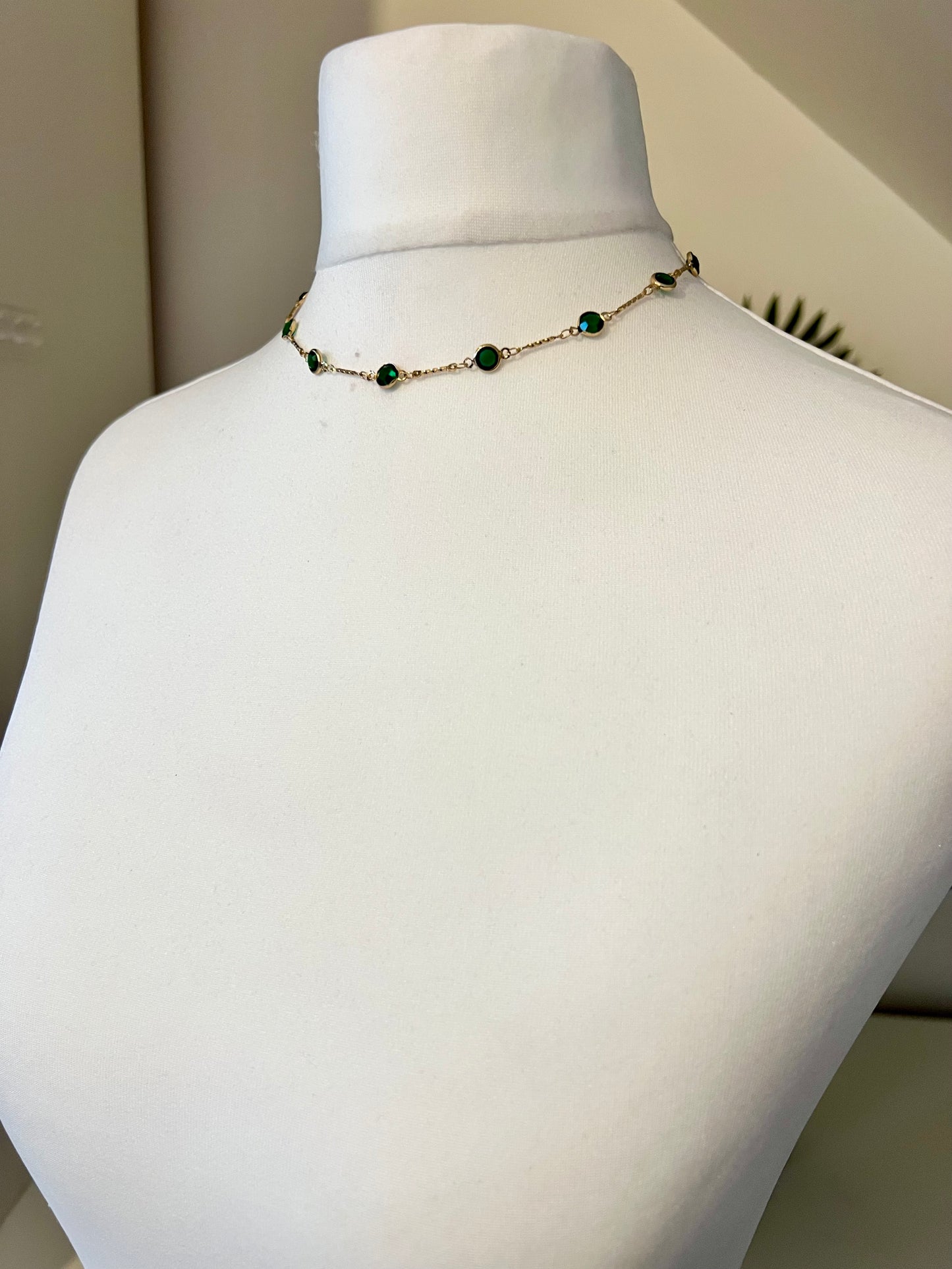 MIDHUSA - Simple short chain golden green stone necklace N3238