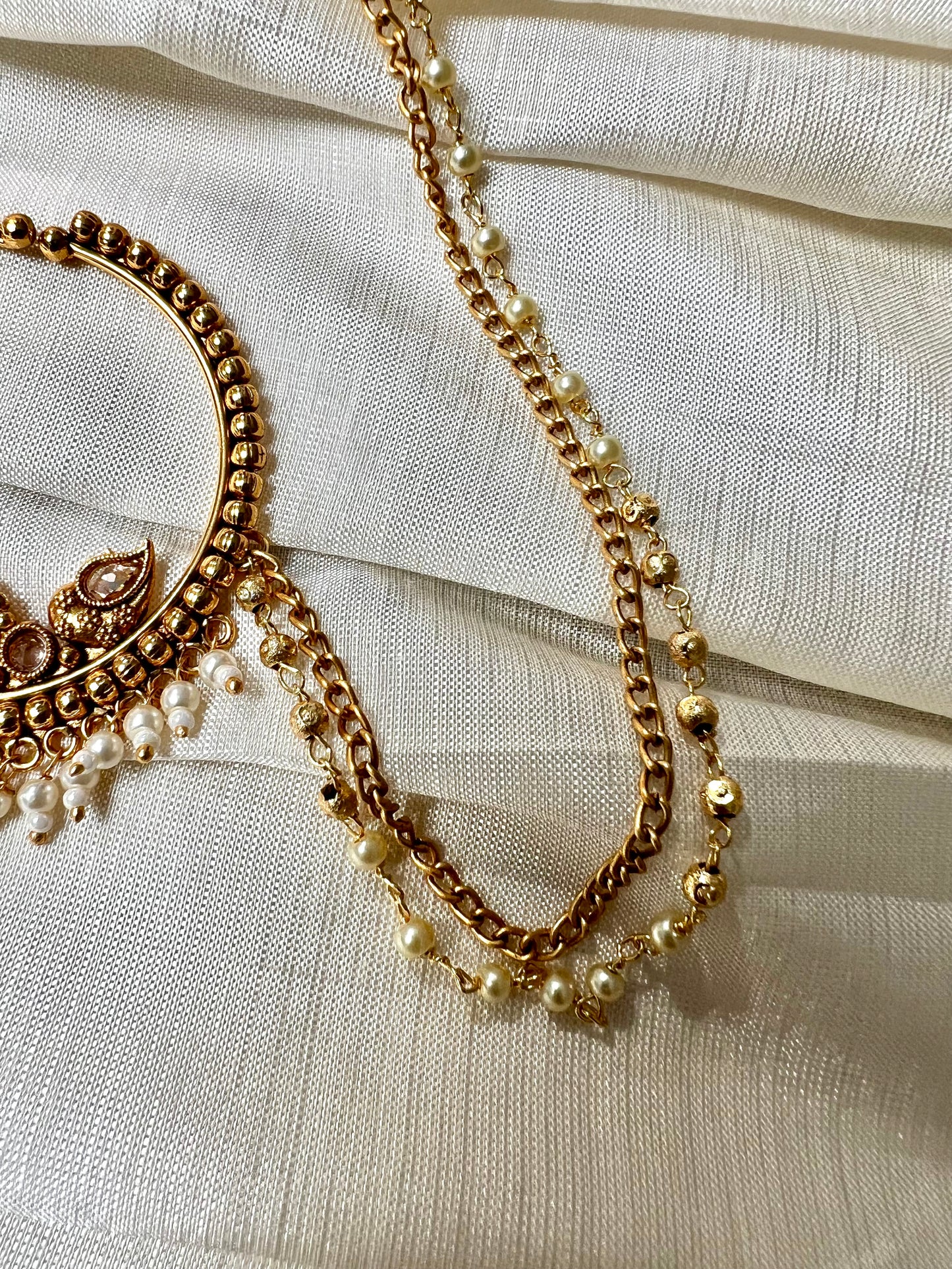 Antique pressing gold plated clear stoned nosering NR3011