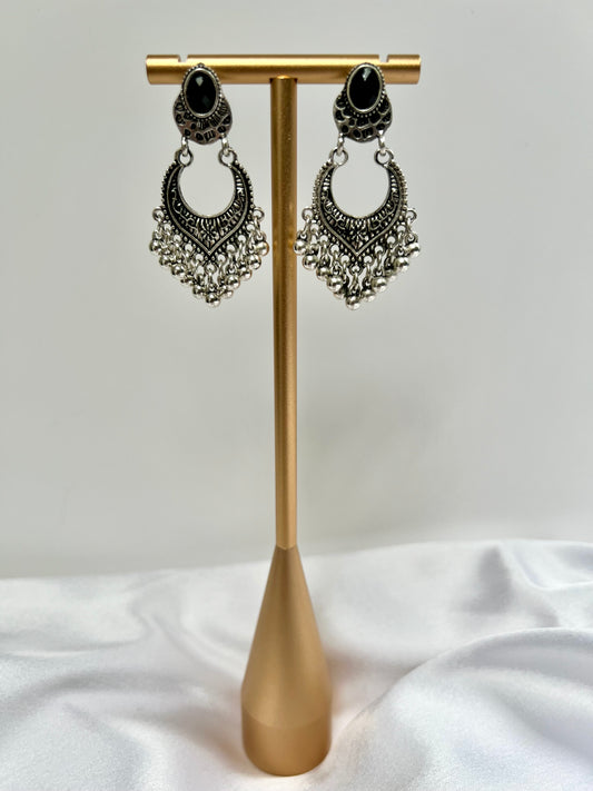 SImple antique silver flat earrings E3070