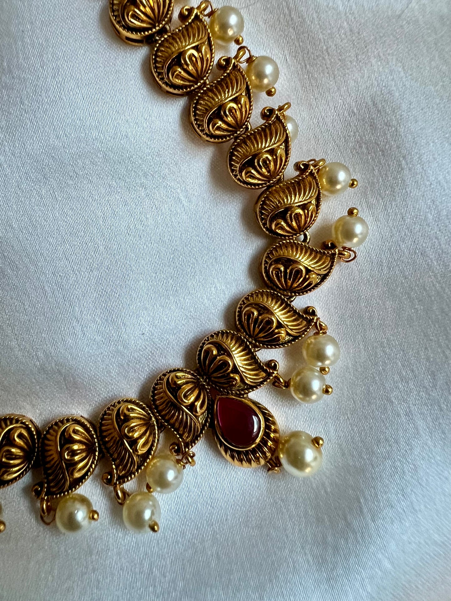 DIYA - Antique long gold plated necklace set with matching earrings N3022