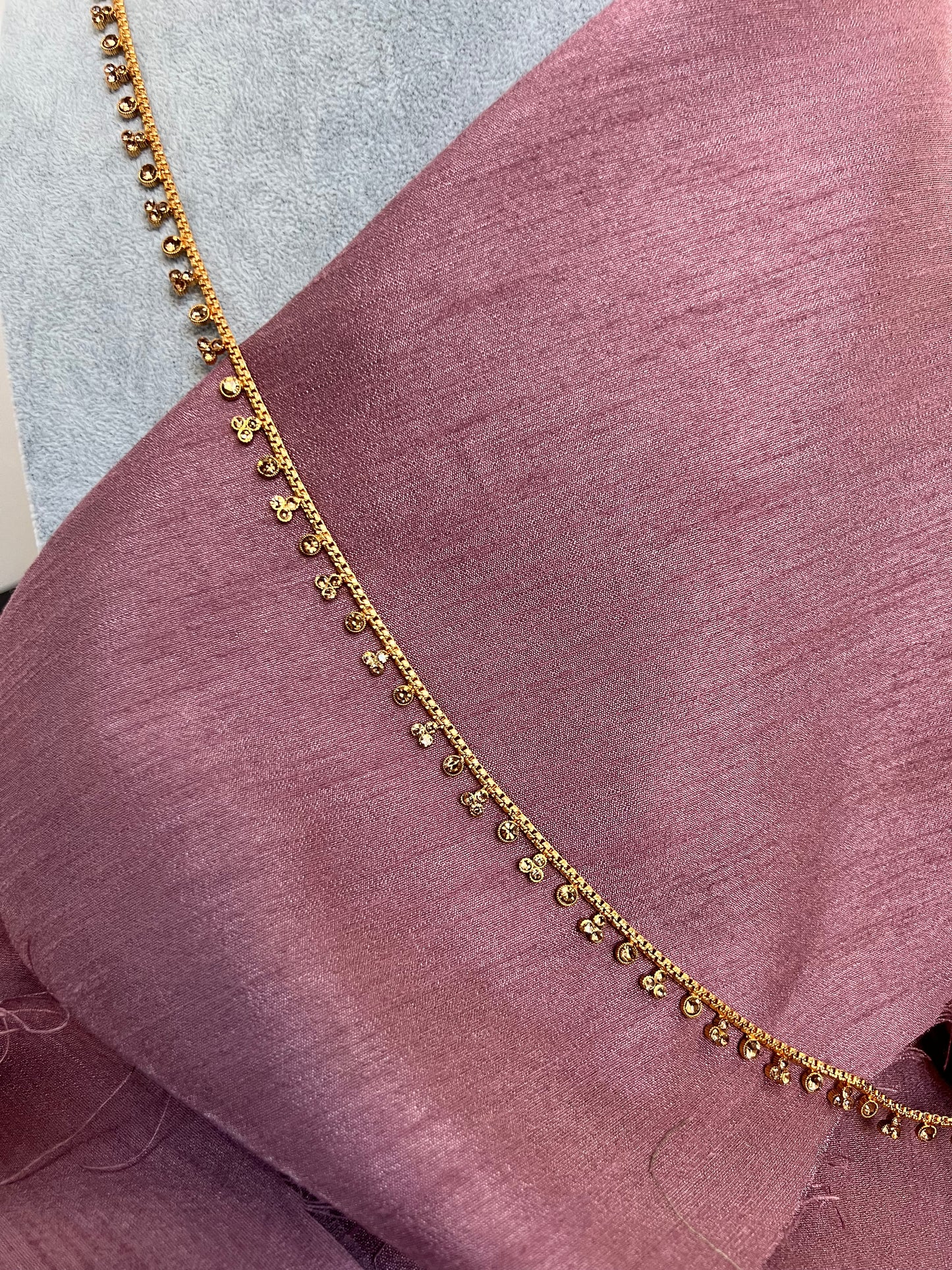 Simple gold plated waist chain with golden stones W3001