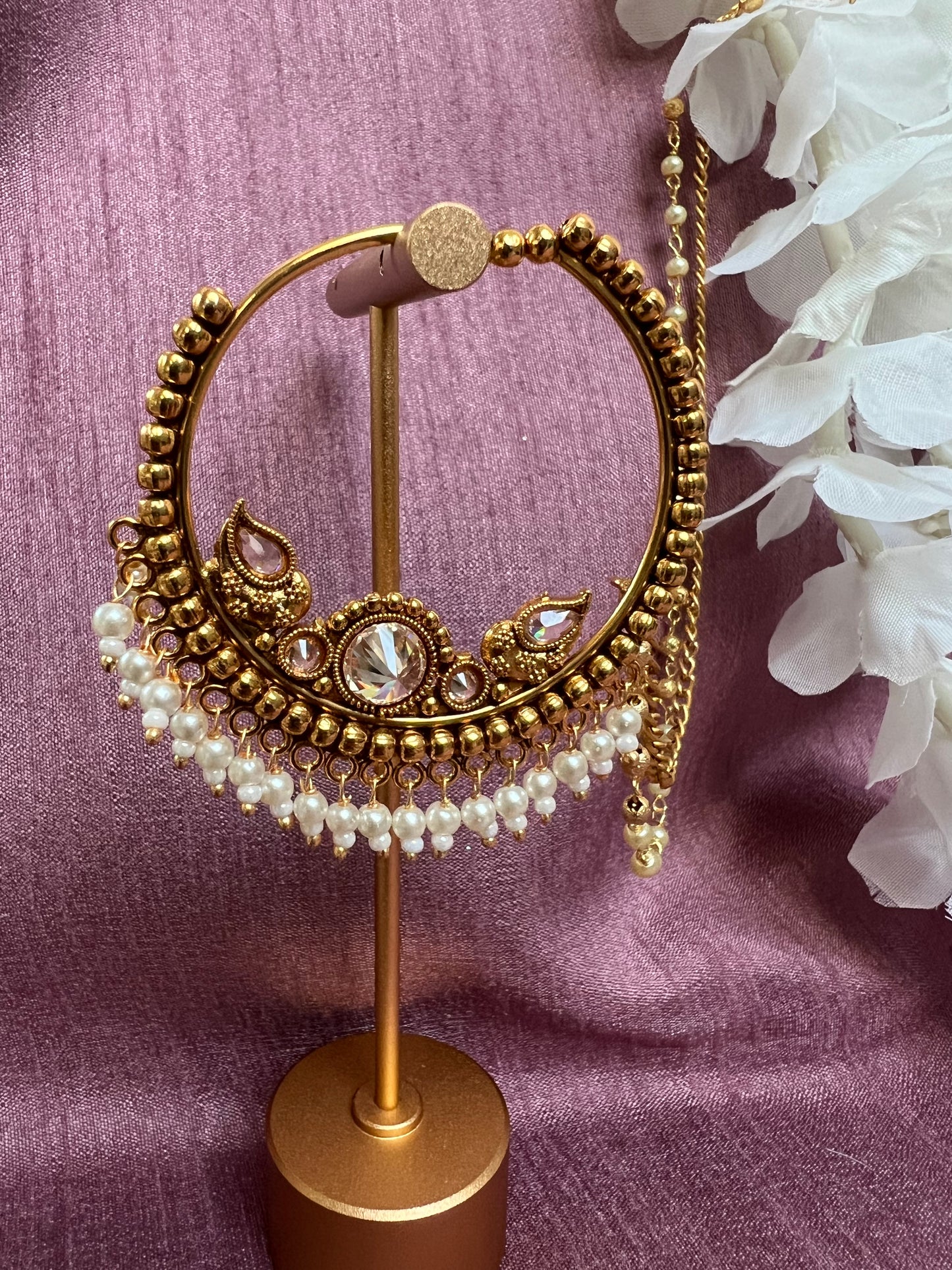 Antique pressing gold plated clear stoned nosering NR3011