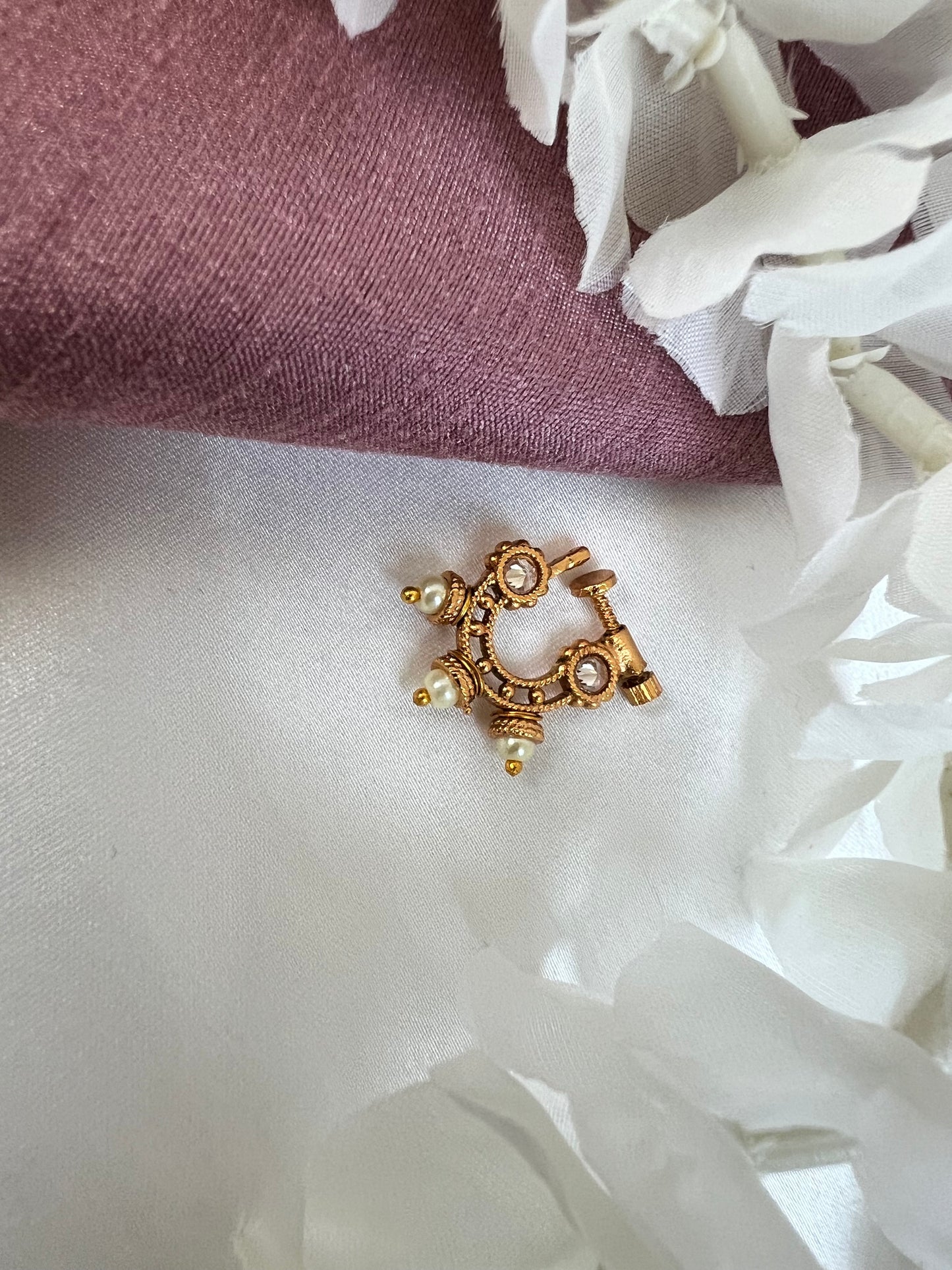 Antique gold plated clear stoned nosering NR3019