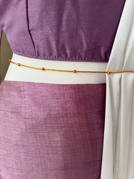 Simple gold plated waistchain embellishe with golden balls W3015