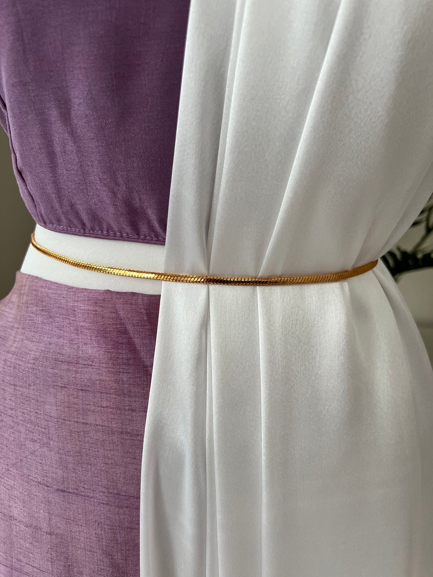 Plain simple flat patterned gold plated waistchain W3010