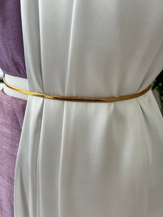Plain simple flat patterned gold plated waistchain W3010
