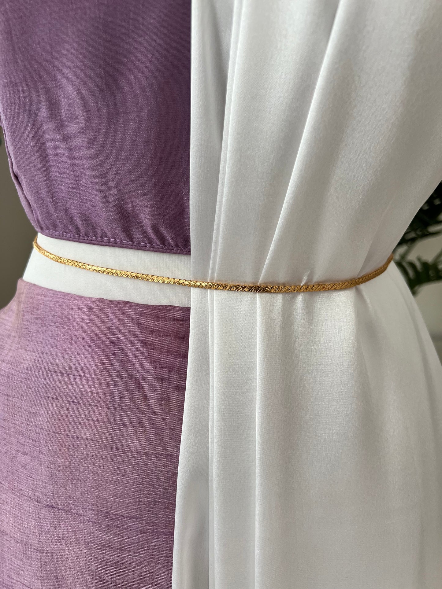 Antique plain patterned gold plated waistchain W3008