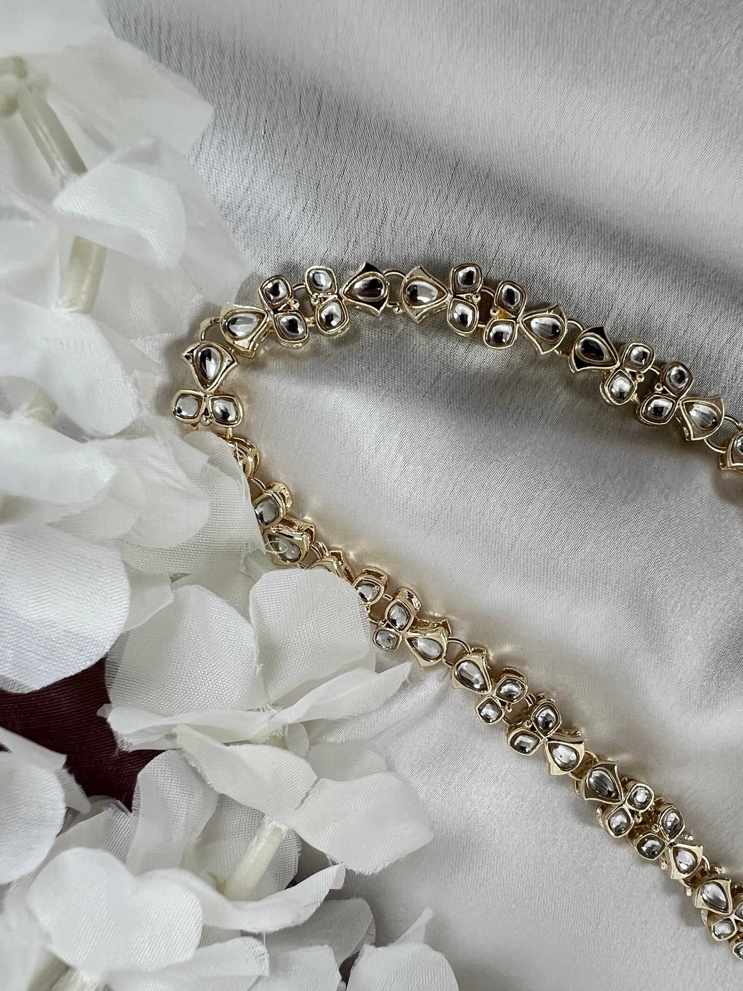 Classic white gold plated waistchain with kundan stones W3019