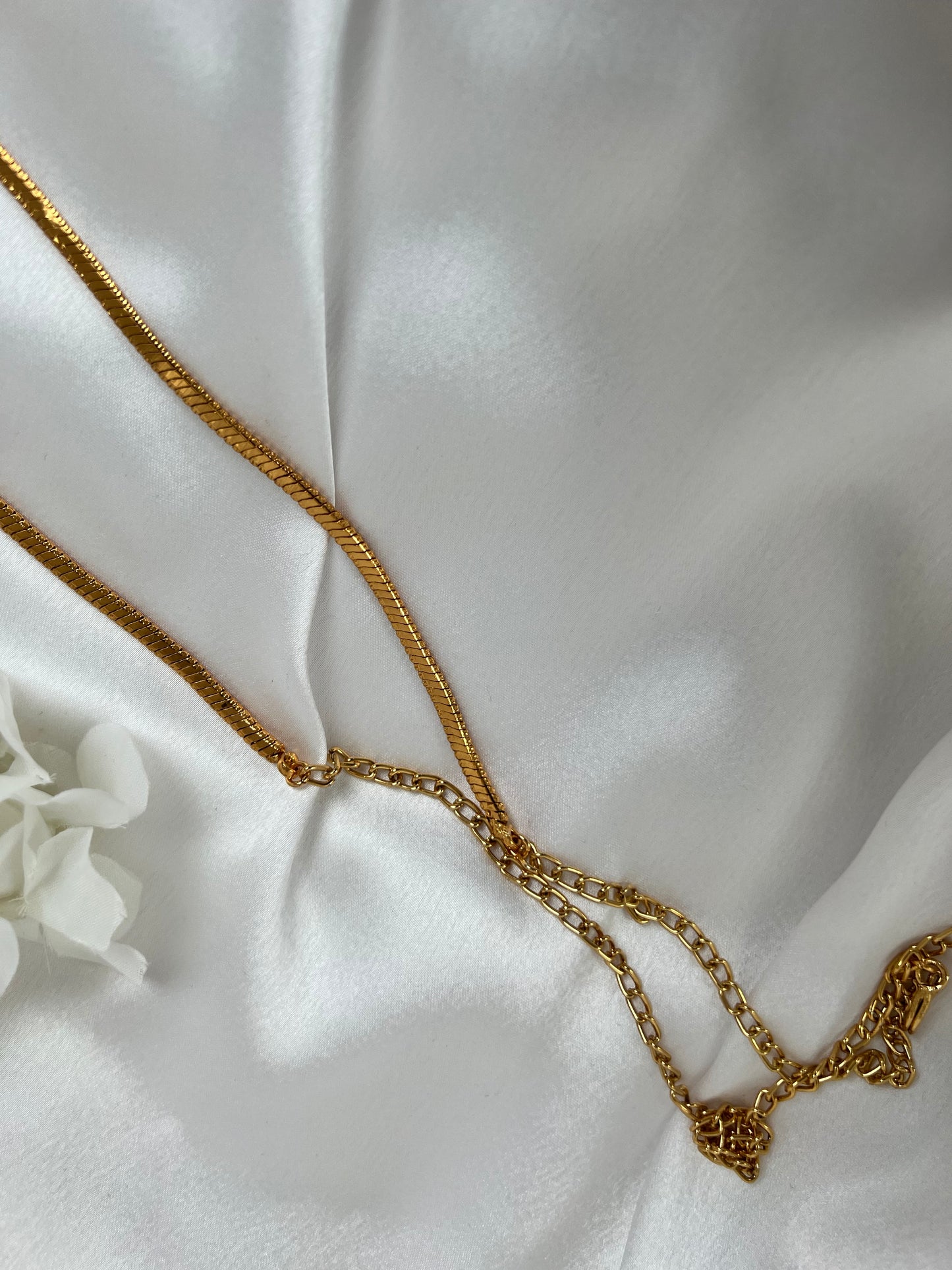 Plain simple flat patterned gold plated waistchain W3010