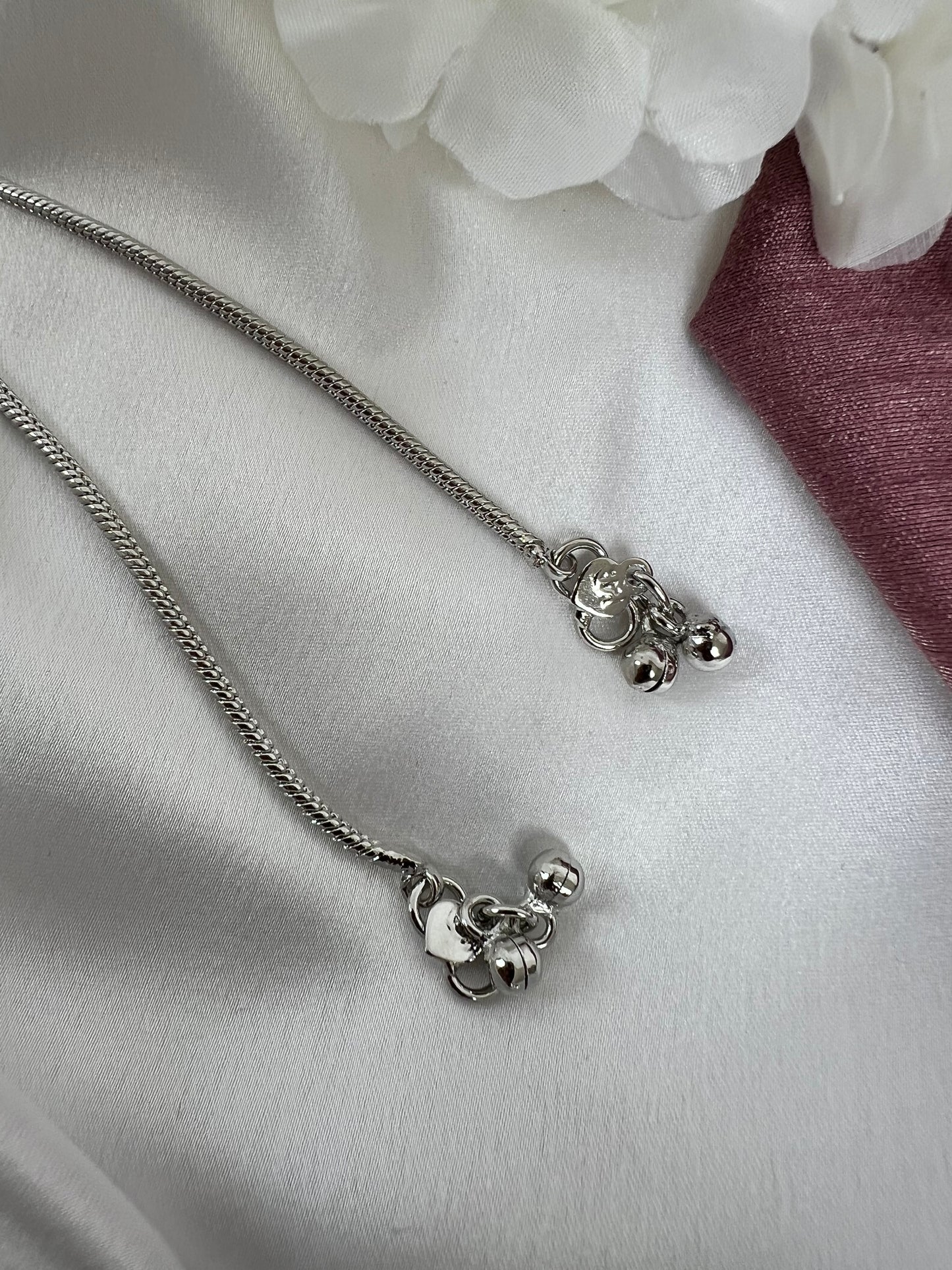 Simple plain silver anklets A3010