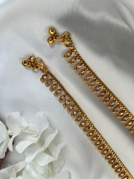 Goldplated stone anklets with bells A3001