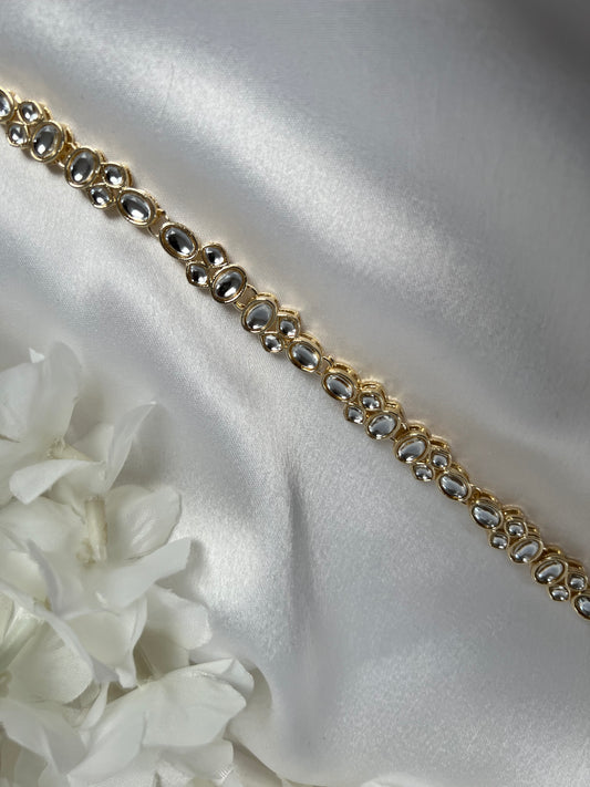 White golden kundan style head band SH3005