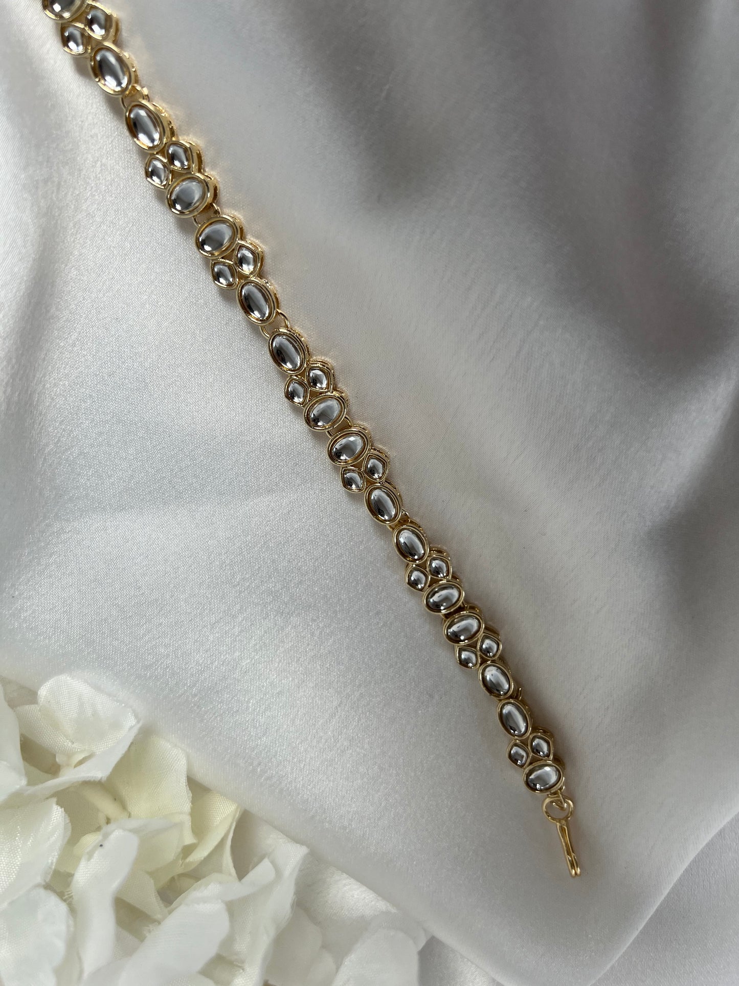White golden kundan style head band SH3005