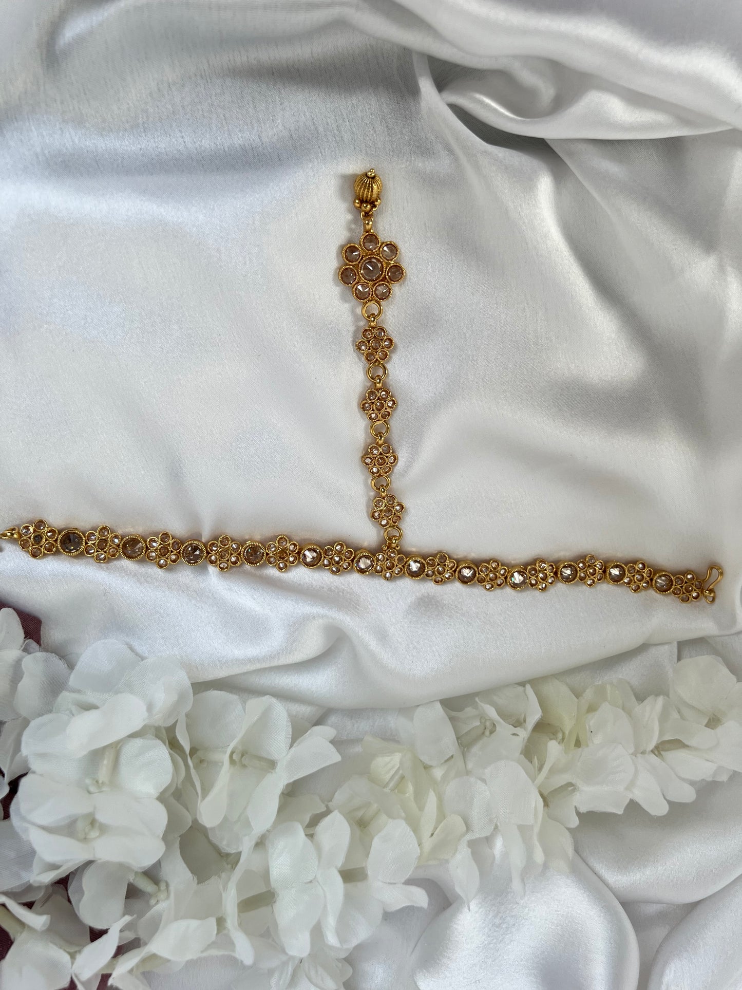 Golden kundan tikka and headband one piece SH3002