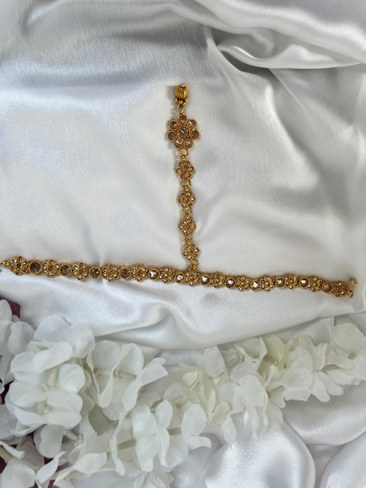 Golden kundan tikka and headband one piece SH3002
