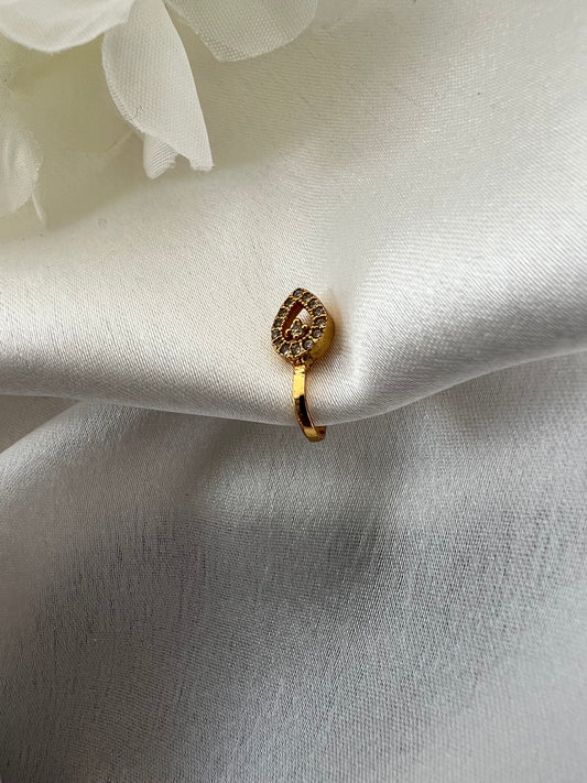 white stoned gold plated nosering NR3045