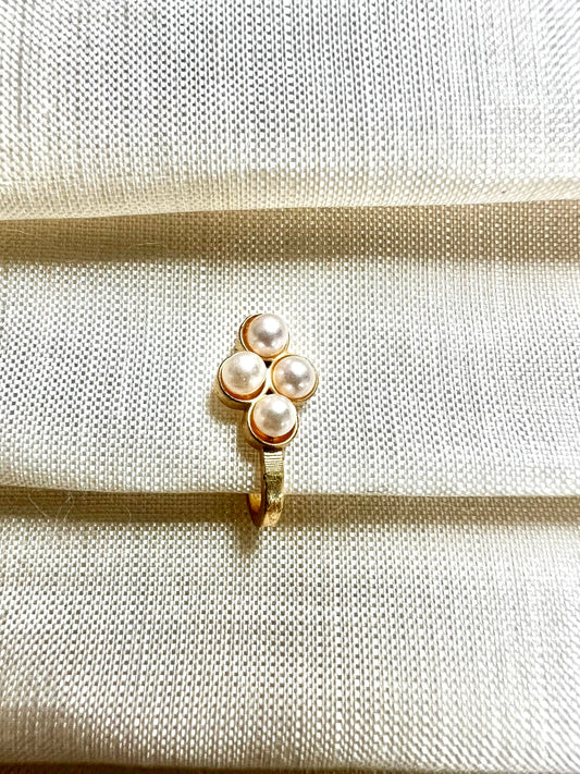 Simple pearl press in nosering gold plated NR3060