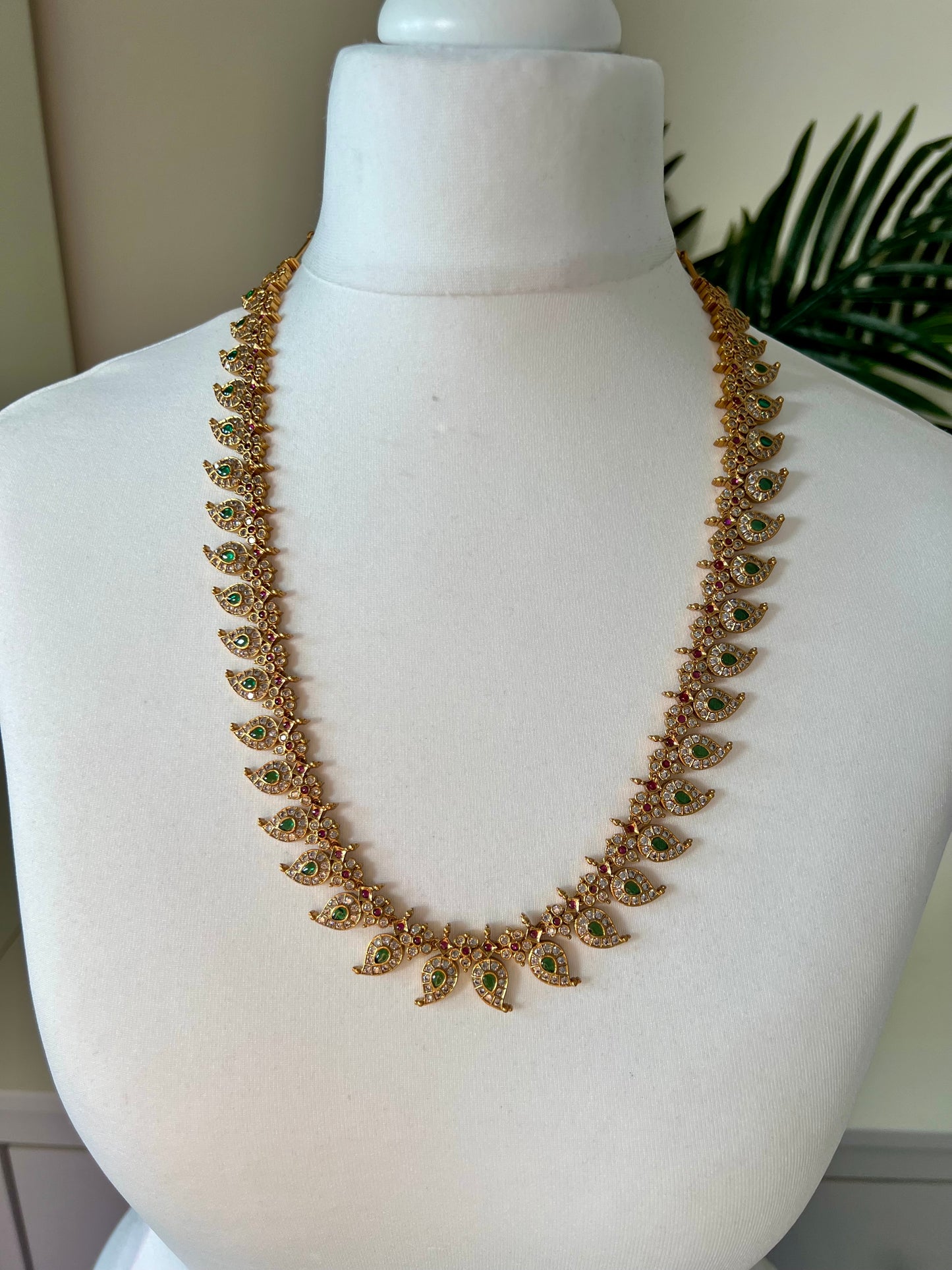 SUSILA - Bridal long mango motif necklace with matching small earrings N3145