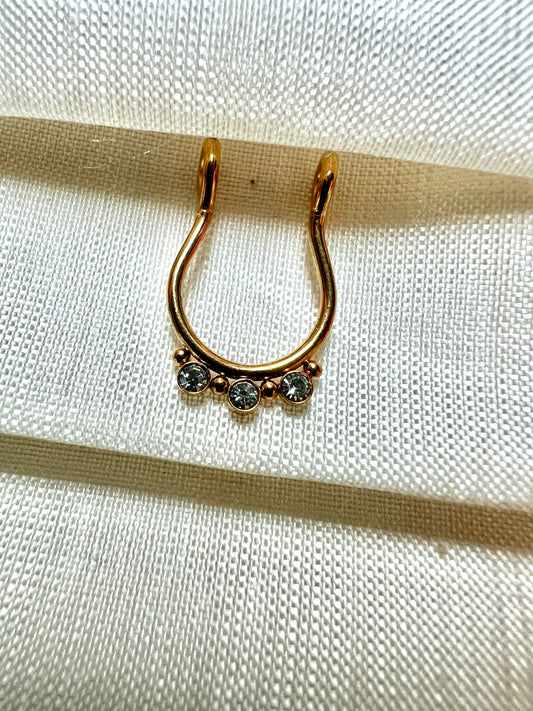 Simple septum Cz stoned gold nosering NR3052