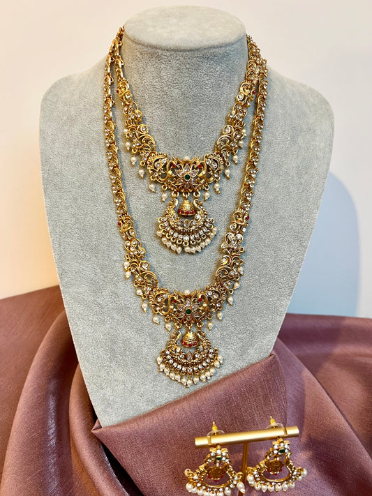 SABITHA - Long and short necklace set with matching earrings N3186