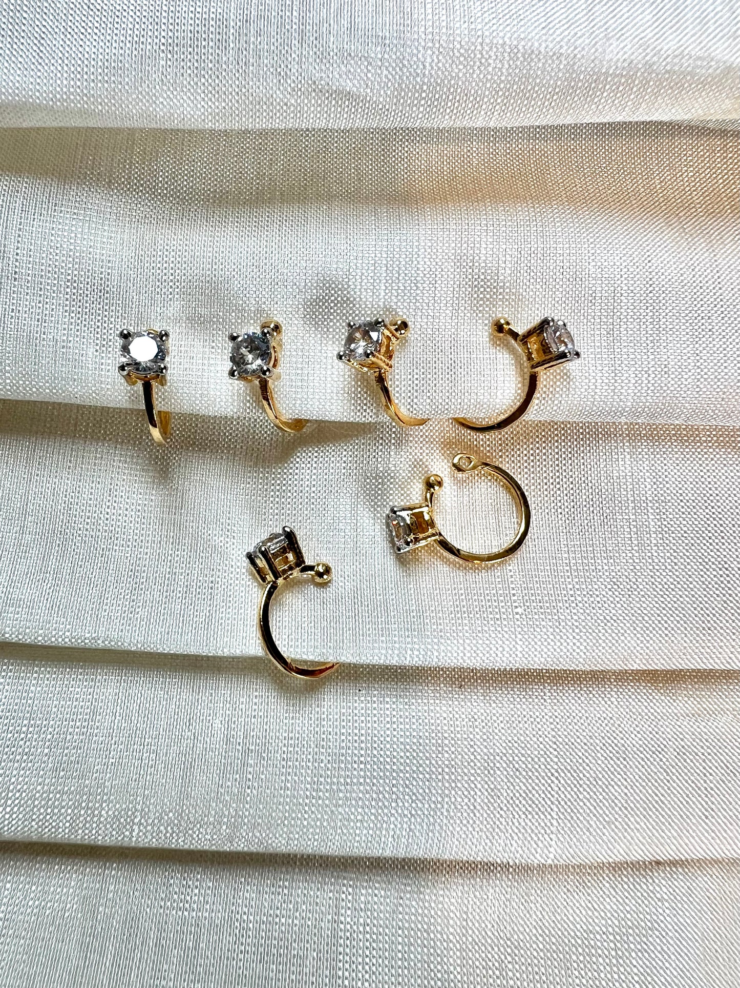 Diamond stone gold plated press in nosering NR3044
