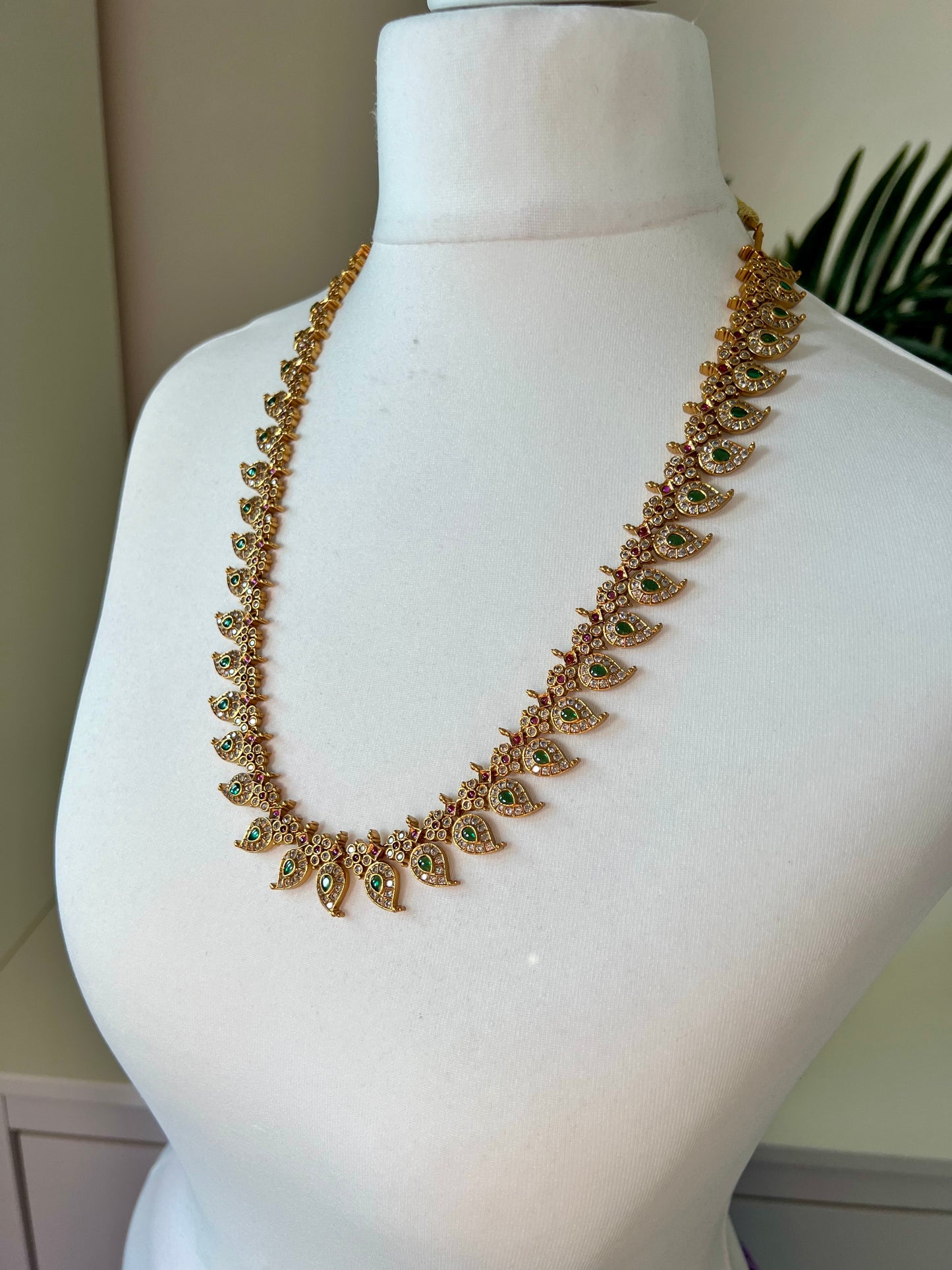 SUSILA - Bridal long mango motif necklace with matching small earrings N3145