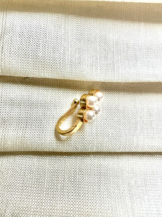Simple pearl press in nosering gold plated NR3060