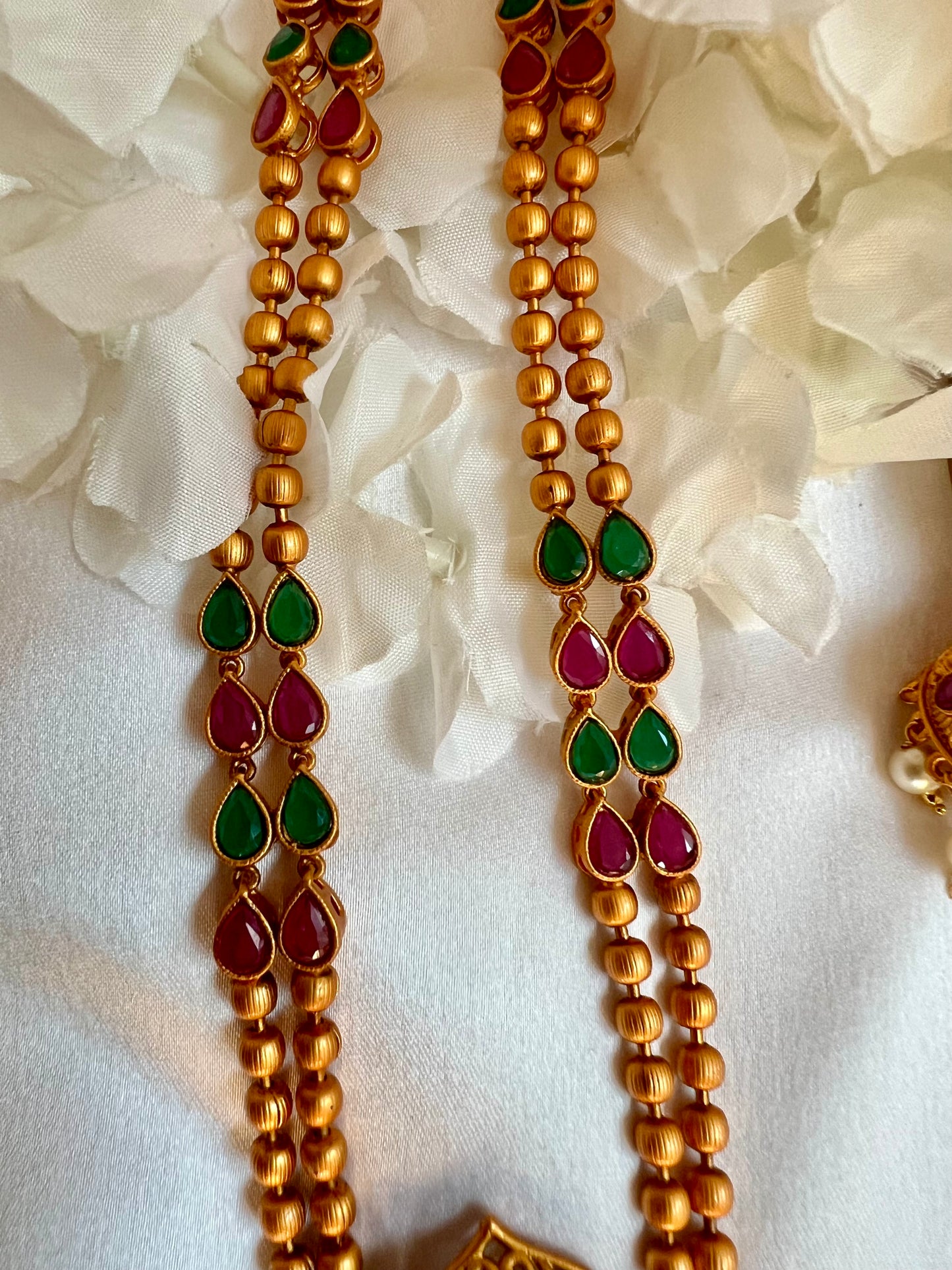 TAHA rubygreen - Antique temple necklace set with matching earrings N3007