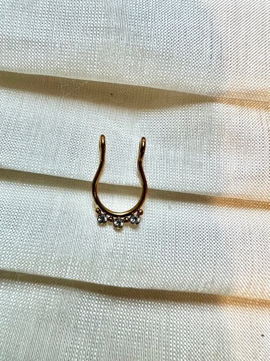 Simple septum Cz stoned gold nosering NR3052