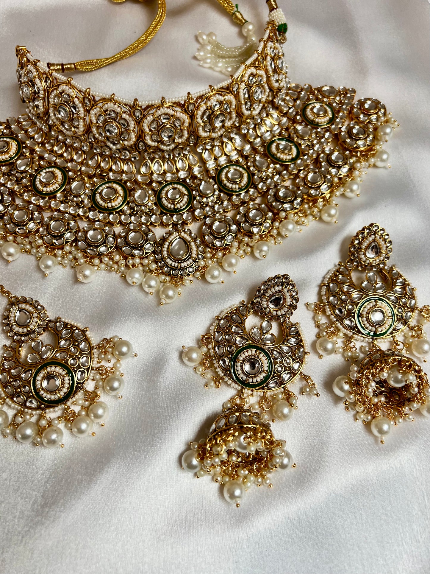 HASANA - Bridal kundan stone high neck pearl necklace N3199