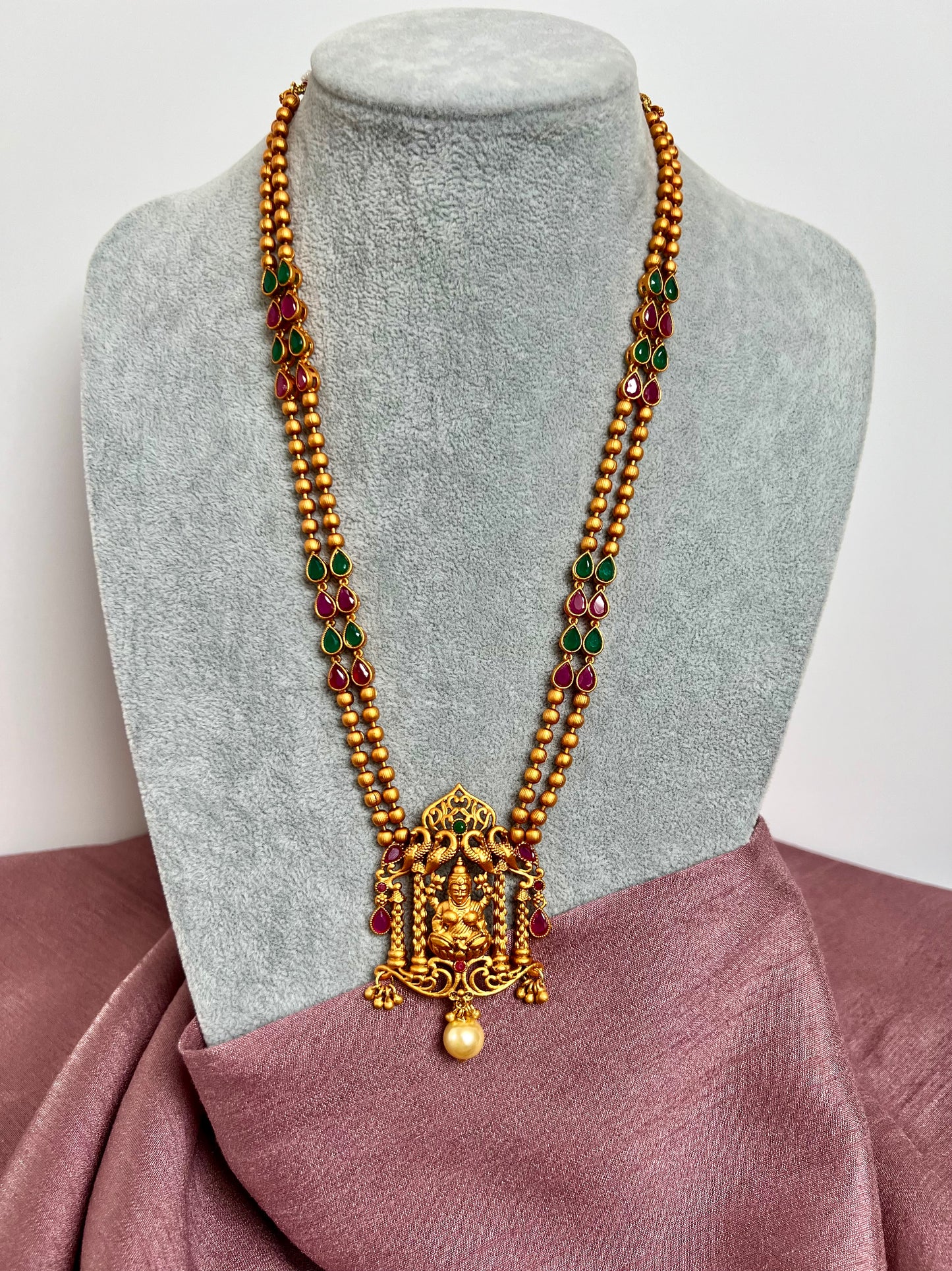 TAHA rubygreen - Antique temple necklace set with matching earrings N3007