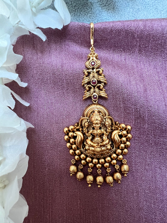 antique temple ruby gold plated tikka T3015