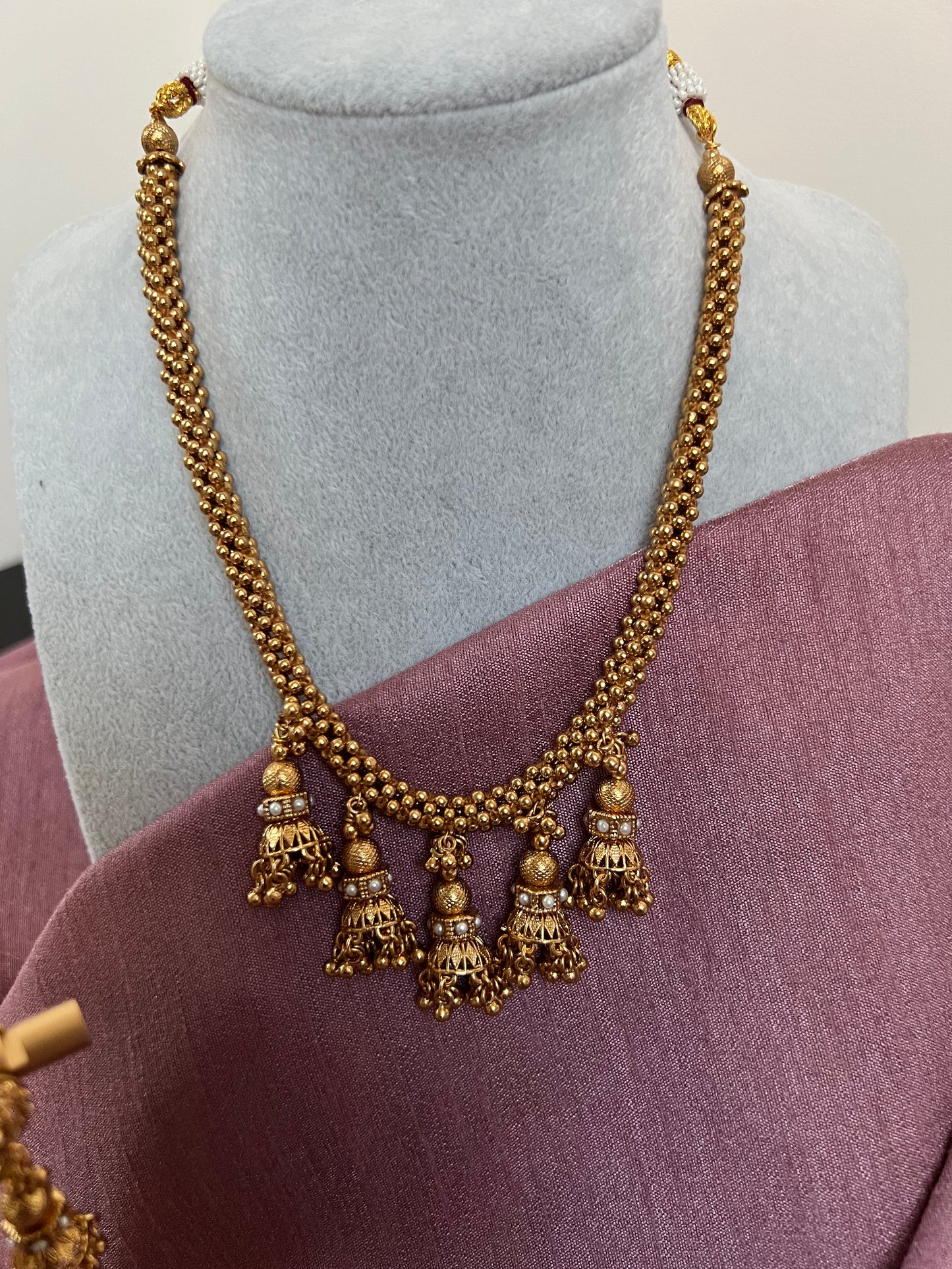 Antique gold plated mala necklace N3043