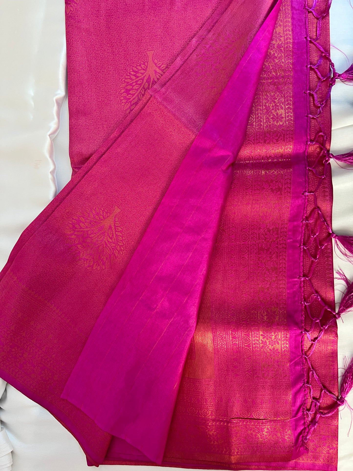 Pink kubera silk saree with matching blouse S3008